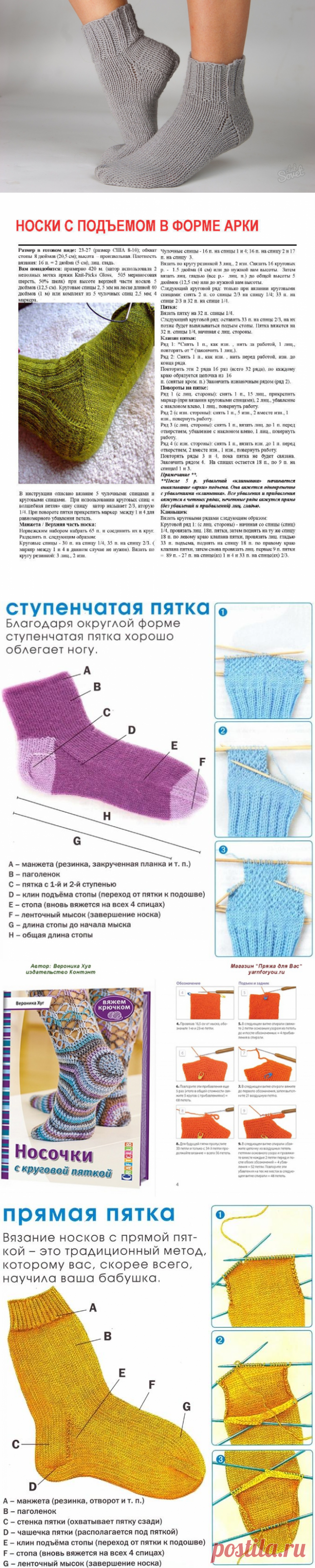 Разнообразные пяточки для вязанных носков