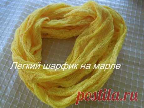Капля шерсти на марле: легкий палантин