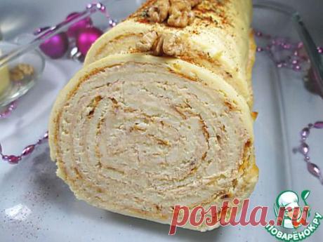 Праздничный сырный рулет с курицей