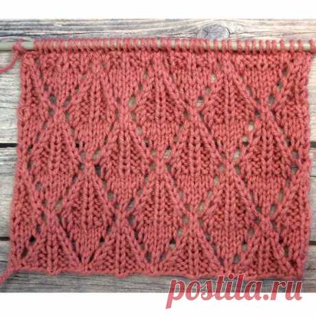 Ажурный узор спицами, ажурные ромбы + видео как связать Ажурный узор спицами, ажурные ромбы + видео как связать, вязание ажурный узор, ажурные узоры спицами со схемами