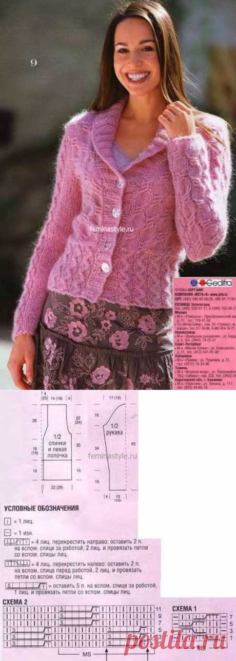 Пепельно-розовый жакет связанный спицами / Рукоделие / Домоводство / Женские секреты / Женский стиль