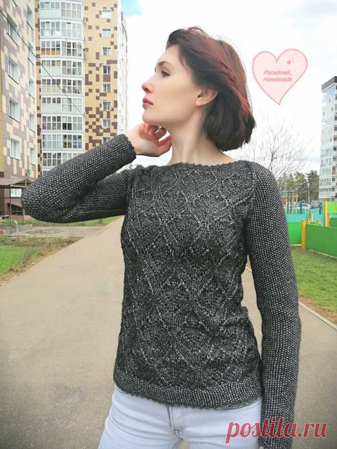 Джемпер «Чёрная жемчужина» спицами. Автор Paradosik_Handmade