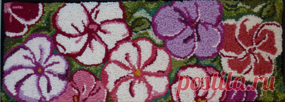 FREE SHIPPING Original Hand Hooked Rug - Framed 10