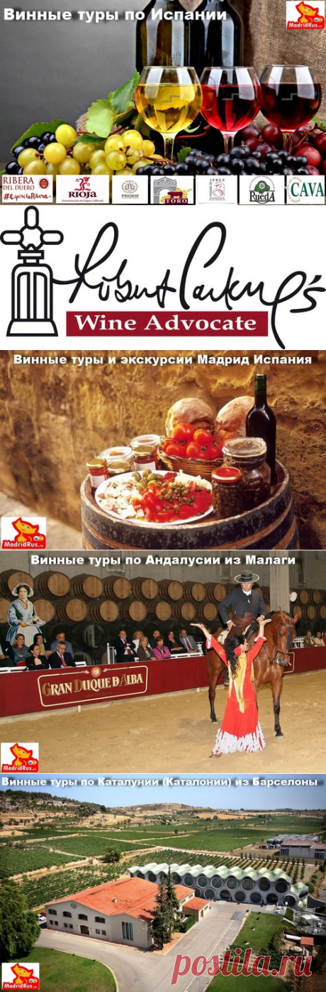 Винные  туры и экскурсии в  Испании, туры из Мадрида, Барселоны и Малаги . Дегустация вина, посещение лучших виноделен (бодег bodegas). Лучшие бодеги – это то место, где производят качественные вина. Здесь можно познакомиться с технологиями изготовления и закупиться продукцией винного региона. Для посещения одной бодеги понадобится минимум 2 дня. По желанию, можно арендовать кабриолет, чтобы прокатиться по виноградникам с ветерком. Дегустации вин проходят в дегустационных залах, которыми обору…