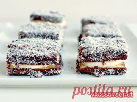 Ламингтон с кремом из белого шоколада