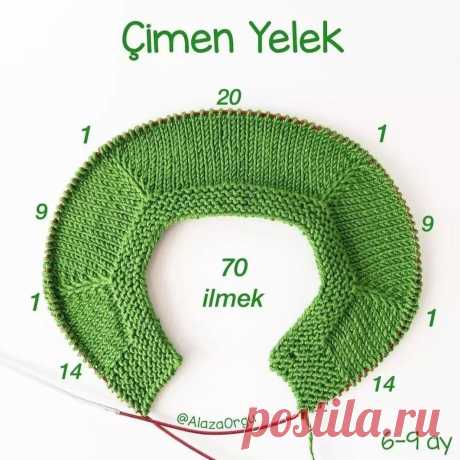 Photo by 💖 @Orgu_onerileri 💖 on January 19, 2022. May be an image of text that says 'Çimen Yelek 20 1 1 70 ilmek 14 1 14 @AlazaOrgu 6-9 ay'.