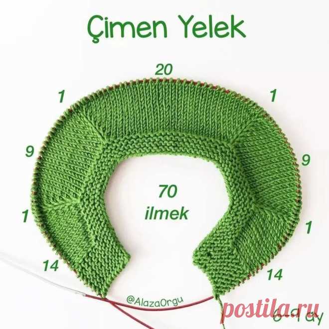Photo by 💖 @Orgu_onerileri 💖 on January 19, 2022. May be an image of text that says 'Çimen Yelek 20 1 1 70 ilmek 14 1 14 @AlazaOrgu 6-9 ay'.