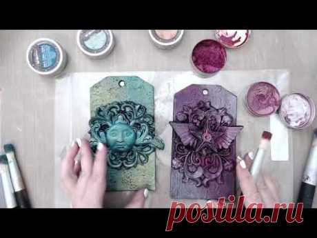 Mixed Media Tags With Finnabair Art Alchemy Waxes by Keren Tamir
