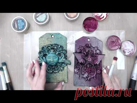 Mixed Media Tags With Finnabair Art Alchemy Waxes by Keren Tamir
