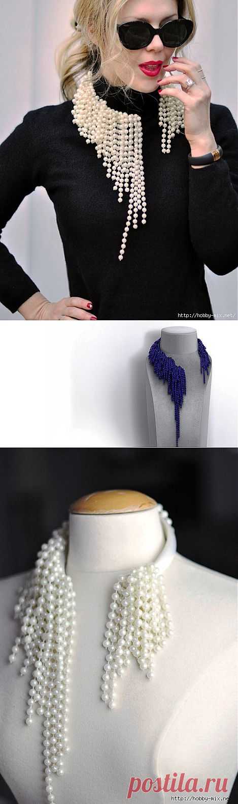 Асимметричное жемчужное ожерелье а-ля Dior. Мастер- класс..