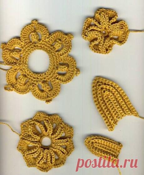Corina Lopez приколол(а) это к доске CROCHET FLOWERS &amp; LEAVES | Pinte…