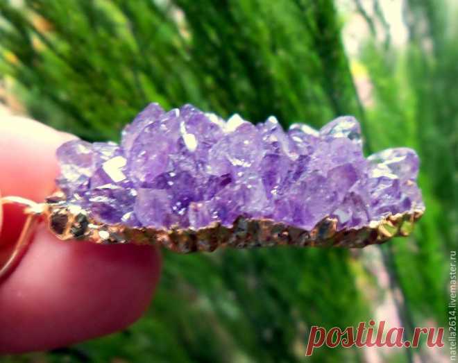 Кулон из аметистовой друзы Amethyst Eclat. - фиолетовый,аметист,аметистовая друза