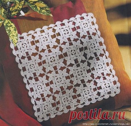 Салфетка из квадратных мотивов. Крючком. Схемы. / Обсуждение на LiveInternet - Российский Сервис Онлайн-Дневников