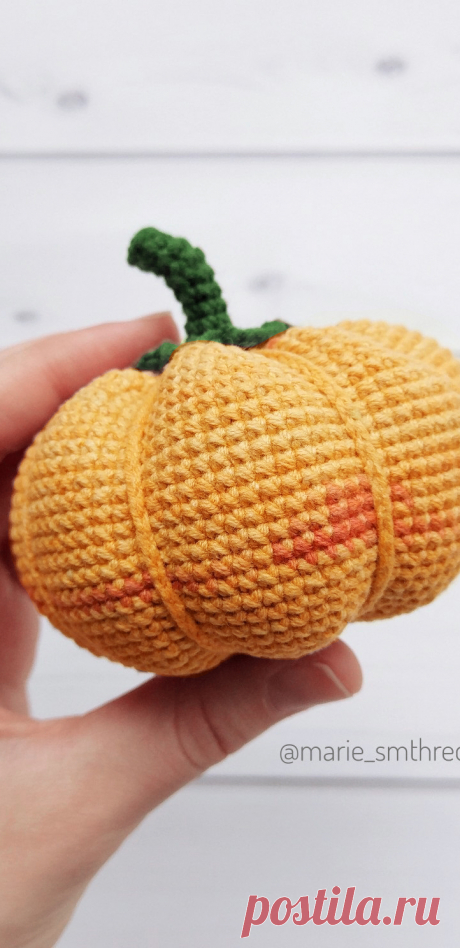 PDF Осенняя тыква крючком. FREE crochet pattern; Аmigurumi vegetable patterns. Амигуруми схемы и описания на русском. Вязаные игрушки и поделки своими руками #amimore - тыква, овощ.