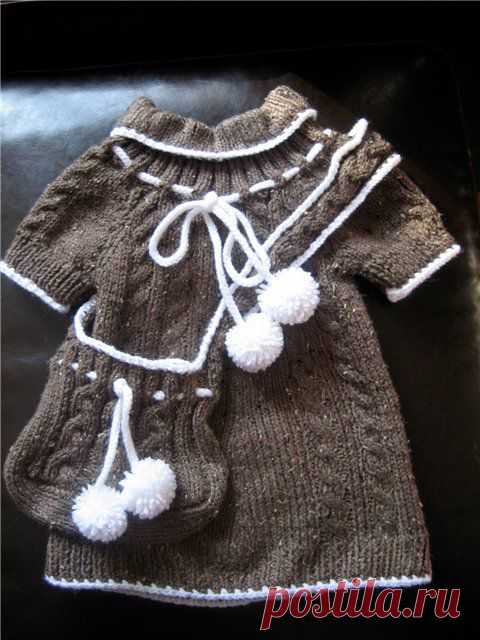 туника для девочки спицами на 1,5 - 2 года