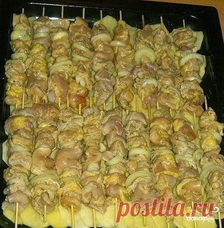 Куриный шашлык с картошкой в духовке - кулинарный рецепт на Повар.ру
