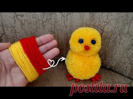 Ponpondan Civciv Nasıl Yapılır 🐥 / Easy Pom Pom Chicken Making