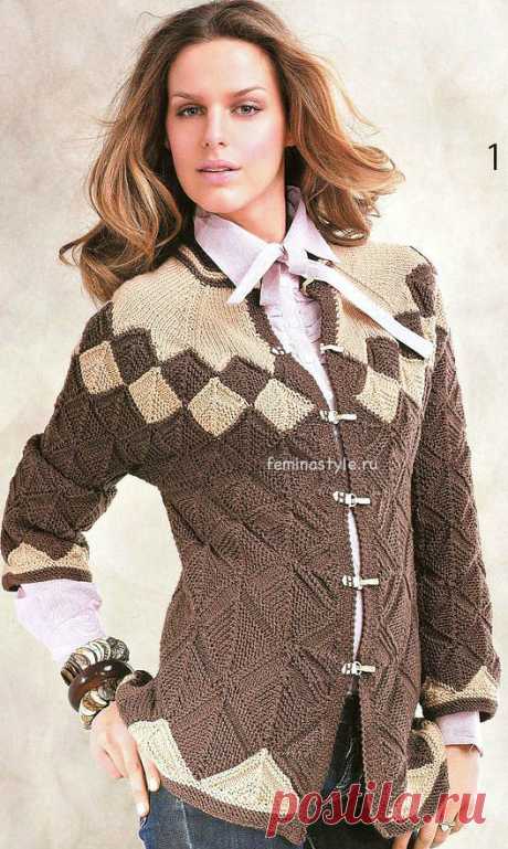 Вязаный жакет реглан с узором "домино" / Рукоделие / Домоводство / Женские секреты / Женский стиль