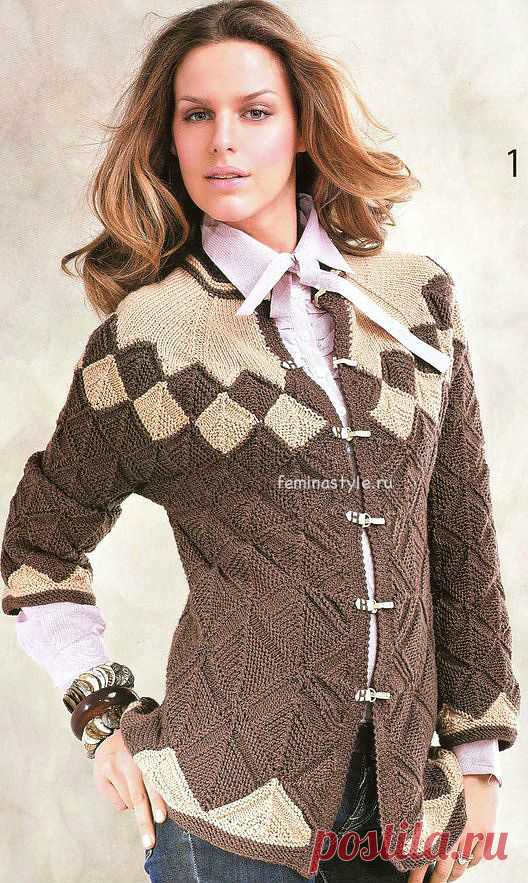 Вязаный жакет реглан с узором "домино" / Рукоделие / Домоводство / Женские секреты / Женский стиль
