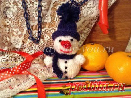 Вязаный снеговик спицами: мастер-класс