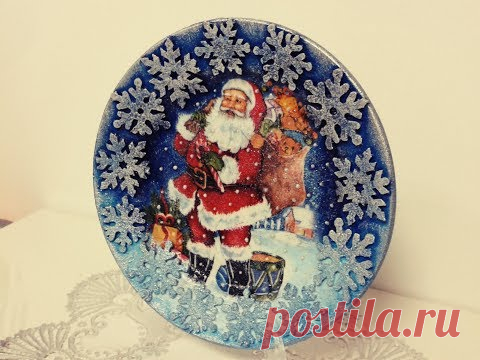 Новогодний декупаж. Декор тарелки. Diy.