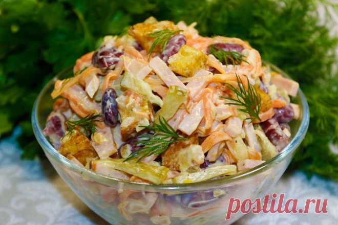 Неожиданно вкусный салат с фасолью: простой рецепт на скорую руку | Мастерская идей | Яндекс Дзен