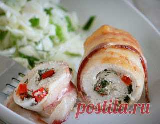 Самые вкусные рецепты: Куриные рулетики в беконе