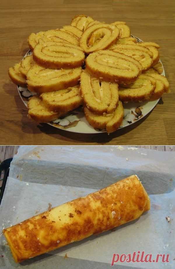 Как приготовить быстрый рулет на сгущенном молоке. - рецепт, ингридиенты и фотографии