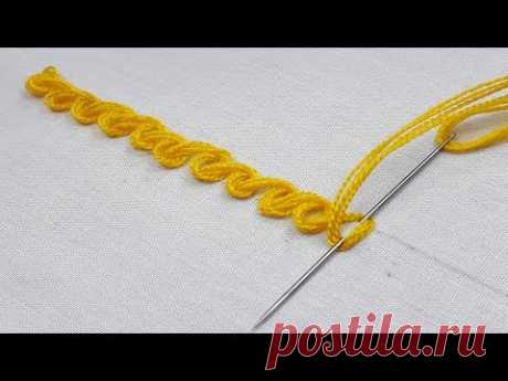 basic scroll stitch border design tutorial/hand embroidery basic scroll stitch
