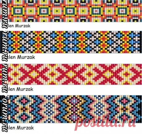 Схемы браслетов из бисера в технике ткачество или гобеленовое плетение