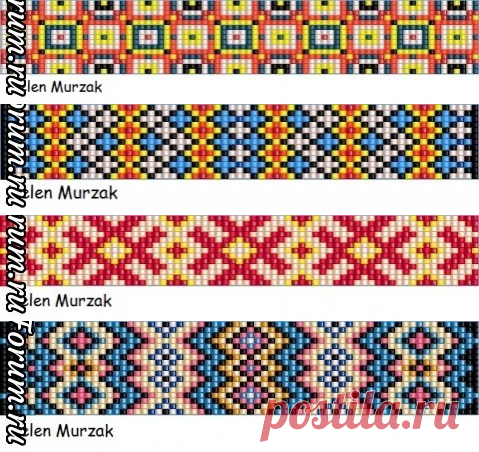 Схемы браслетов из бисера в технике ткачество или гобеленовое плетение
