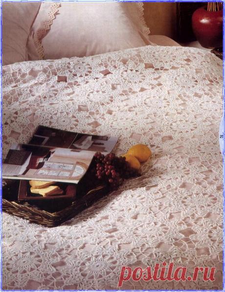 Нежный плед крючком из мотивов. Плед для кровати крючком со схемами |