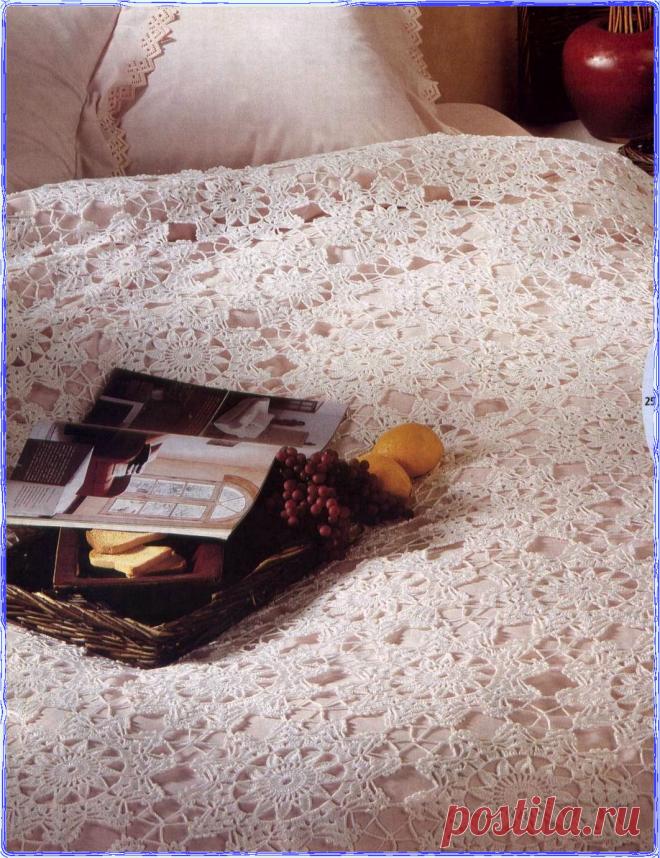 Нежный плед крючком из мотивов. Плед для кровати крючком со схемами |