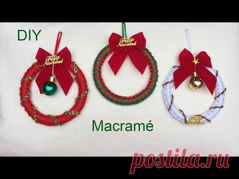 Corona Navideña macramé - YouTube