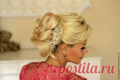 Купить Свадебное украшение "Белее снега" - белый, украшение для волос, украшение в прическу, украшение в волосы