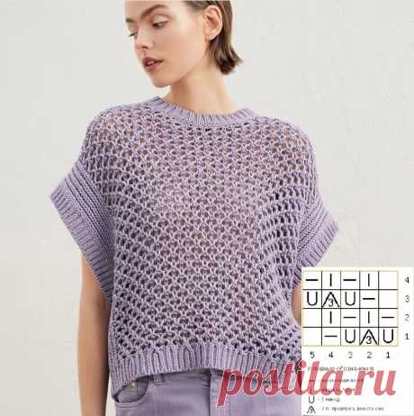Ажурная безрукавка спицами. Схема узора. / knittingideas.ru