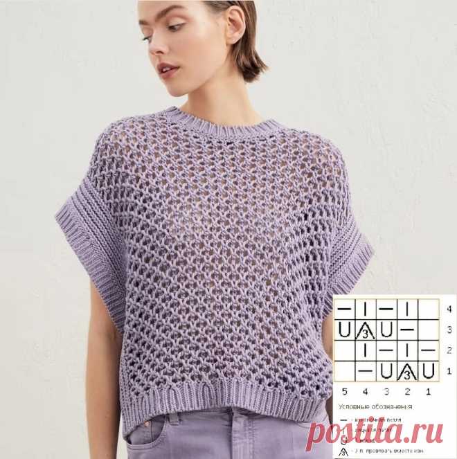 Ажурная безрукавка спицами. Схема узора. / knittingideas.ru
