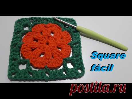 Square flor rasteira em Crochê simples e fácil de fazer - Vídeo aula Passo a passo.