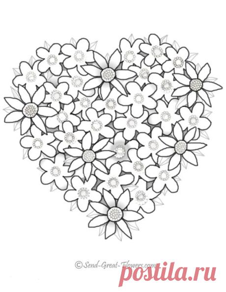 Printable Valentine Coloring Pages With Full Color Guides | kleurplaten, volwassenen en