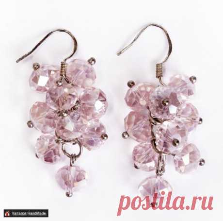 Серьги 'Гроздья' (розовые) ручной работы купить в Минске и Беларуси, цены на HandMade