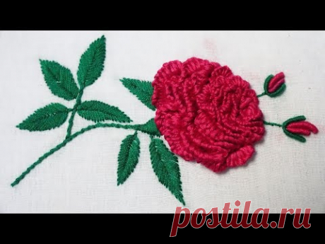 Hand Embroidery : Brazilian Embroidery ( Rose )