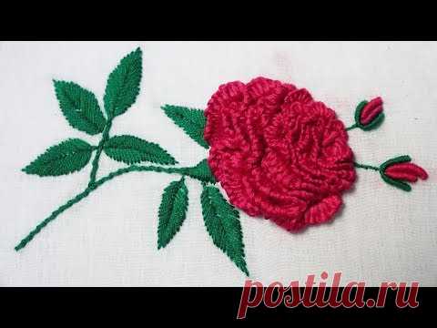 Hand Embroidery : Brazilian Embroidery ( Rose )