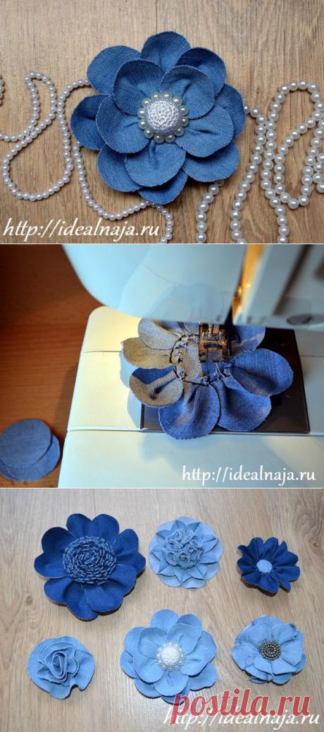 Цветок из джинсы | Женский сайт "Идеальная"