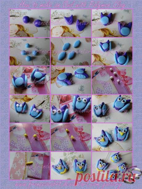 Сова из полимерной глины. | Творческие мастер-классы по рукоделию и кулинарии.