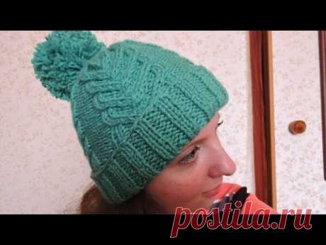 Вязание спицами: женская шапка // Knitting. Women's winter hat