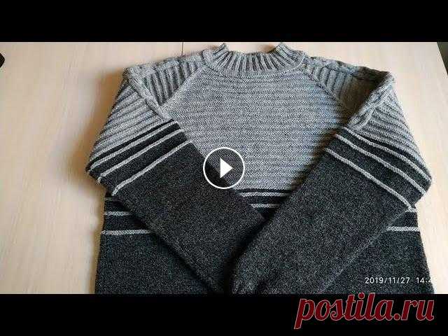 Вязание. МК мужской джемпер спицами. Это видео посвящено вязанию мужского джемпера. Я подробно покажу этапы вязания: фабричный набор петель, ложная кетлевка, росток с углублением по перед...