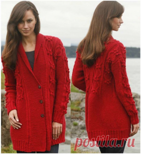Кардиган Gladiola от DROPS Design

Для женщин S - M - L - XL - XXL – XXXL.
Что бы связать жакет Gladiola мы должны для начала взять:
Ниточки DROPS LIMA (состав: 65% шерсти и 35% альпаки; метраж 1 мотка: 92м в50г) - 750-850-950-1000-1100-1200 грамм.
Так же спицы таких размеров:
Для вязания основной детали: нужны чулочные и круговые спицы (80 см) 7 мм.
Для вязания резинки: нужны чулочные и круговые спицы (80) см 6 м – для резинки.
3 пуговицы.
Вначале нужно связать образец и ...
