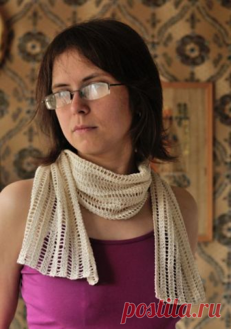 Ажурный летний шарфик спицами, описание – Ярмарка Мастеров