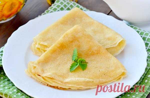 Тонкие блинчики на молоке с крахмалом и мукой