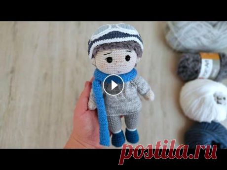 Мастер класс  кукла крючком ||Вязаный летчик || Вяжем цельновязанную куклу || Часть 1 || Материалы для вязания. Пряжа Ярнарт джинс (50гр/160м) 05 молочный - для рук,тела и головы 17 т.синий - для ботинок 62 белый - для носочков и обвязки 4...